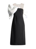 Style Dress Spring 2025 New High-End Perspective Mesh Bow Bow Dress Dress