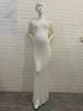 Women's Clothing Perspective High Elastic Net Round-Collar Repair Pregnant Woman Photo Photo Drag Floor Dress 1245 Maternity