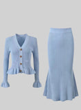 Autumn And Winter New Small Fragrant Wind Lotus Leaf Side V-Necked Ass Hips Small Fishtail Skirt LX0100