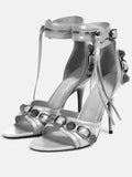 High Heel Round Head Zipper Metal Rivet Needle Buckle Fish Mouth High Help Sandals Large Size Woman High Quality Shoes