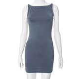Women's Clothing 2024 Summer Solid Color Simple Sleeveless Waistcoat Tight Dress Skirt DJPT