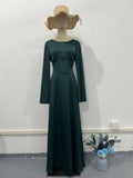 2024 New Waist-Skinny Strap Solid Long-Sleeved Long-Sleeved Dress Dress Dress Woman