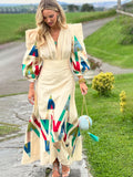 2024 New Printing Design Fashion Temperament Commuting Dress Dress Dress Woman