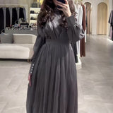 And Intellectual French-Style Collar Simple Fashion Lantern Sleeve Long Sleeve High-Waisted Long-Rise Skirt