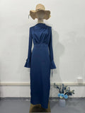 New Body-Repaired Strapped Bowed Long-Sleeved And Vertiny Dress