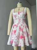 Body-Repair Party Dress With A Word-Letters To Receive Waist Sling Skirt Broken Roses