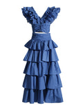 Vintage Elegant Set Spring 2025 New Laminated Laminated Stacked Stacked Laminated Leafed Dress Woman