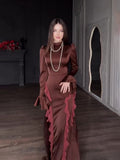 2025 New Ribbon Court Chiffon Spliced Half-High Tie With Dress