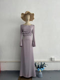 2024 New Body-Claming Diamond-Tieed With Long-Sleeved And Tiding Dress Dress Woman