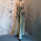 High-End Spring-Summer New Holiday Wind Hanging Shoulder Dress V Neck Strapped Bare Back Dress