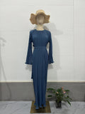 Women's Clothing Autumn 2024 New Long Dress Temperament Folding Horn Sleeve Mid-Long Dress