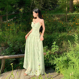 Holiday Wind And Flowers Hanging Dress Fairy Summer Dress Design Super Fairy Temperament Long Dress