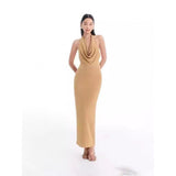 With The Sexy Famous Man Hanging Neck Diamond Sleeveless Party Club Birthday Dress Show-Back Dress Dress