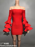 Winter Horn Sleeves Shoulder Dress Elegant Famous Man With High-End Sense Of Bodysuit