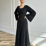 French Elegant U-Neck Solid-Colored Belted In Autumn 2024