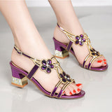 2024 New Fashion Water Drill Flat-Soled Sandals Female Fairy Wind Simia Crystal Beach Shoes Wear High Quality Shoes