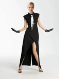 Street Style Shirt Dress 2025 Spring New Collar Heavy Industry Tie With Body-In-Body Temperament Dress Dress Woman
