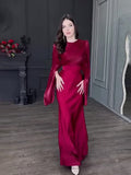 2024 Splicing Glass Yarn Sleeve Long Denwear Dress