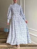 2024 Gentle Wind Loose With Broken Flower And Ribbon Dress With Long Sleeve Long Sleeve Dress