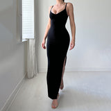 2025 New Solid Color Slingless Sleeveless Back Tie With Open Skirt