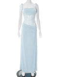 Women's Spring And Summer New Solid Color Lace Suisting Rope Lew Dress Woman DJPT