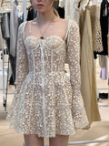 2024 New High-End Feel French Lace Embroidery Dress Hollow Bosom Beautiful Waist Thin Fairy Dress