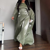 Women's Autumn Round Collar Light Robe Bat Sleeve Fashion Comfortable Dress