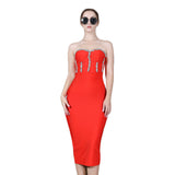 Solid Temperament Palette With Bra Strap Dress Sexy Diamond Party Dress Dress