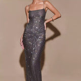 Slings Hot Diamond Decoat Folds Sexy Stylized Temperament Dress Dress Dress PARTY Dress Girl