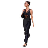 Lazy French Holiday Long Lace Dress Sexy Pure Hot Girl Show Back V-Neck Dress Girl