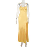 Autumn 2025 New Famous Wind Temperament Sling Dress Open Fork Showing A Long Dress Woman DJPT
