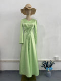 2024 New Strap To The Waist Long-Sleeved V-Neck To Repair The Famous Dress