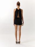 Babes V-Neck Hanging Neck Sling Dress Female Niche Temperament Striped With Thin Ass Short Skirt
