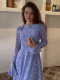 White-Wave Dot Splicing Lotus Leaf Sleeve Doll Collar Sweet Long Sleeve Thin Small Dress
