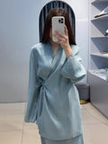 2024 New Glazed Forged Waist Waist Pajamas Style Dress Suit Woman