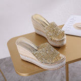 High Water Drill Slope In The Pine Shoes And The Summer Cool Slippers Waterproof Table Weaving High Heels Wear Thick Bottom Slippers High Quality Shoes