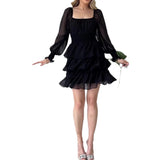 Women's Autumn Lantern Sleeve High-Rise Quality Cake Lace Skirt