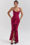 Style Sexy New Slings Solid V-Neck High-Ball Net Repair Medium Long Dress HZ0628