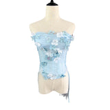 Flower Tector Blouse With Fishtail Half Skirt 2024 New Temperament Birthday Party Set