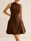 Name Style Wind Irregular Dress 2025 New Collar Metal Buckle To Receive Waist Dress Women's Summer