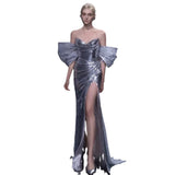 Evening Dress Silver Lily Toasting Female Feeling Open Fork Niche High-End Light Luxury Annual Host