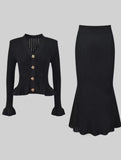 Autumn And Winter New Small Fragrant Wind Lotus Leaf Side V-Necked Ass Hips Small Fishtail Skirt LX0100