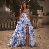 Spring Summer New Women's Printed Sexy Breast-Shaping Dress HZ0628