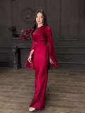 2024 Splicing Glass Yarn Sleeve Long Denwear Dress