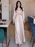 Temperament V-Neck 2024 Spring New Age Reduction Long-Sleeved Dress With Long-Sleeved
