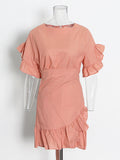 Trend Style Dress 2025 Spring New Petal Sleeves With Irregular Short Skirts