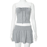 Women's Spring 2024 New Sleeveless Rolled T-Shirt Spice Girl Dress Set DJPT