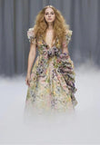 Australian Minority V-Leading Flying Sleeves Of The Same Holiday Wind Bow Bow Waist Dress Dress Dress Woman