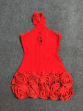 Female Sha Cloth Flower Lace Hanging Neck Sexy Ass Skirt High-End Famous Lady Beautiful Bandage Skirt
