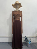 2024 Splicing Glass Yarn Sleeve Long Denwear Dress